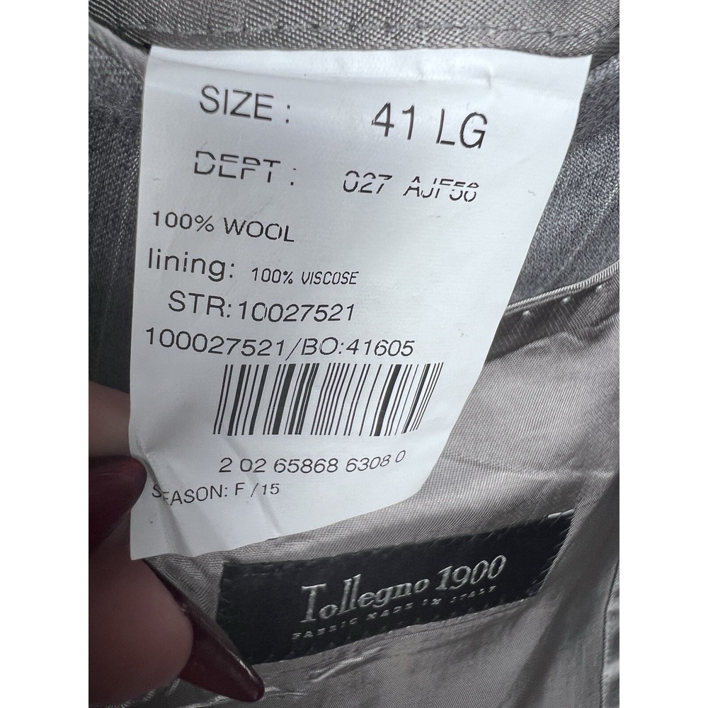 Brooks Brothers Regent Fit 41L Men's Coat Jacket Gray Stripe Tollegno 1900 Italy - Picture 16 of 16